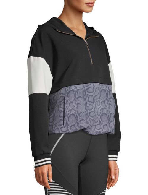 Avia Women's Athleisure 1/4 Zip Colorblock Pullover Hoodie