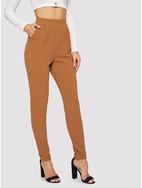 Shein Pocket Patched Peg Leg Textured Pants
