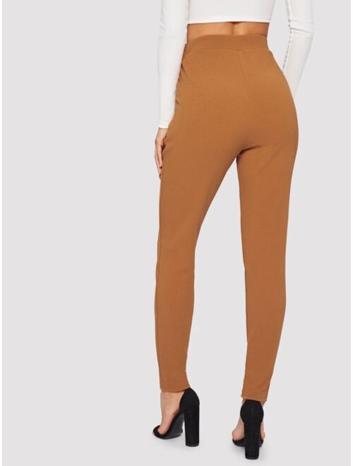 Shein Pocket Patched Peg Leg Textured Pants