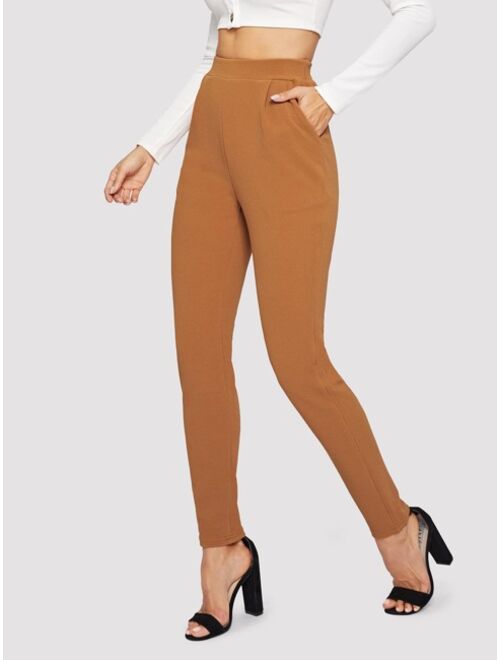 Shein Pocket Patched Peg Leg Textured Pants