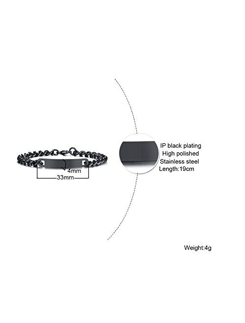 VNOX Free Engraving 4MM/7MM Black Stainless Steel Medical Alert ID O-Link Chain Bracelet for Men Women,8.8"/7.5"