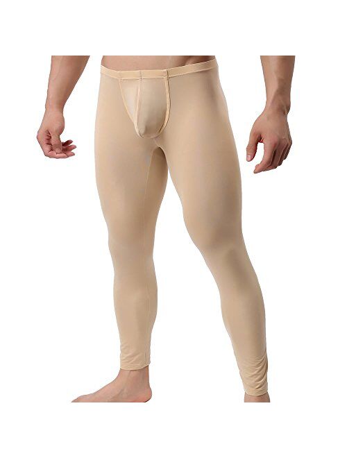 QiaTi Men's Tight Long Underwear Sexy Long Pants Sexy Tight Underwear Soft Compression Underwear for Men Long Leggings Pants