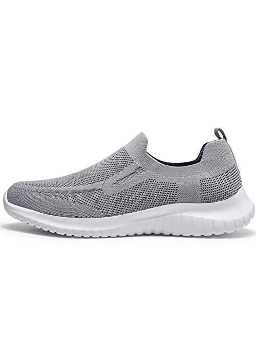 poemlady Men's Slip on Walking Sneakers - Comfortable Breathable Casual Mesh Work Shoes