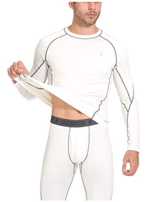 Little Donkey Andy Men's Thin Thermal Underwear Set Performance Base Layer Wicking Active Long Johns Top & Bottom with Fly