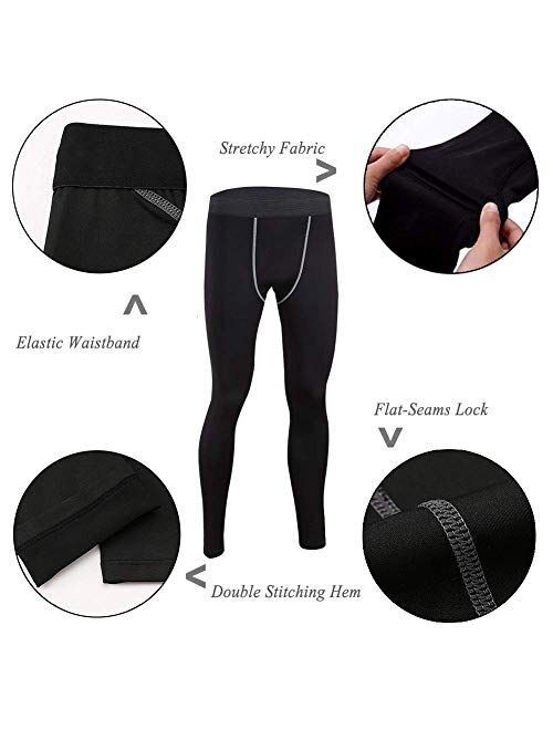 Minghe Men's Compression Base Layer Long Sleeve T-Shirt Leggings Athletic Cool Dry Running Tights