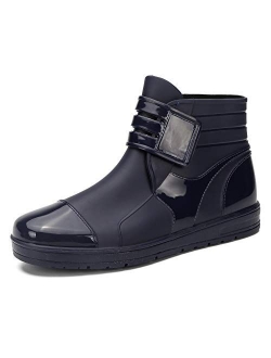 fereshte Men's Short Ankle Rain Boots Outdoor Waterproof Shoes
