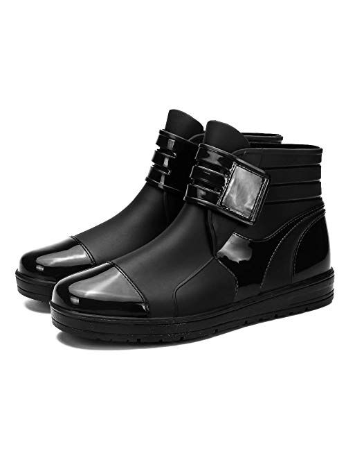 fereshte Men's Short Ankle Rain Boots Outdoor Waterproof Shoes