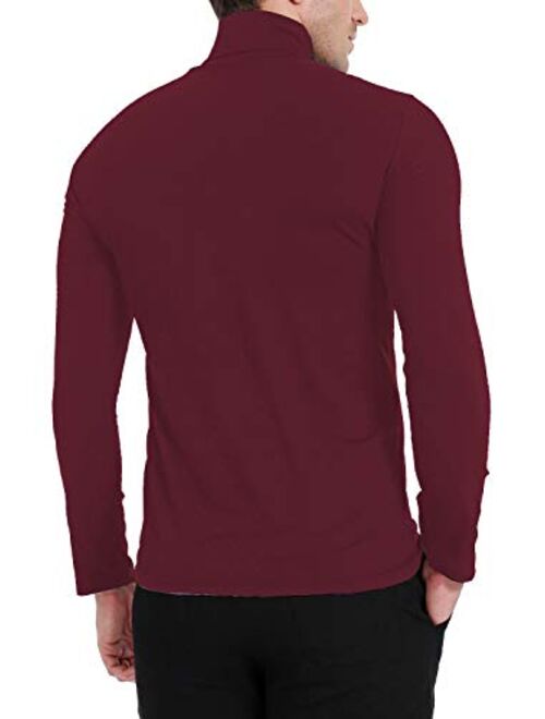 Yostylish Mens Turtleneck Shirts Basic Premium Cotton Lightweight Pullover T Shirts