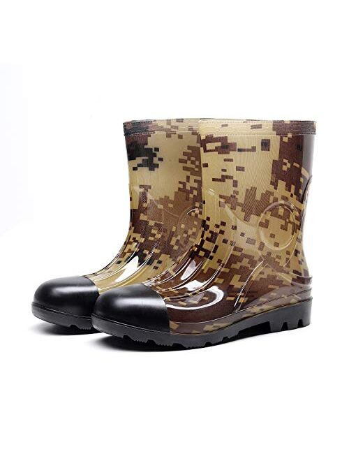 Kontai Man Knee High Rubber Rainboots Camo Waterproof Rubber Boots for Garden Man Rain Footwear Size