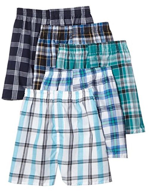Fruit of the Loom Men's Woven Tartan and Plaid Boxer Multipack (Assorted Tartan (5 Pack), XXX-Large)