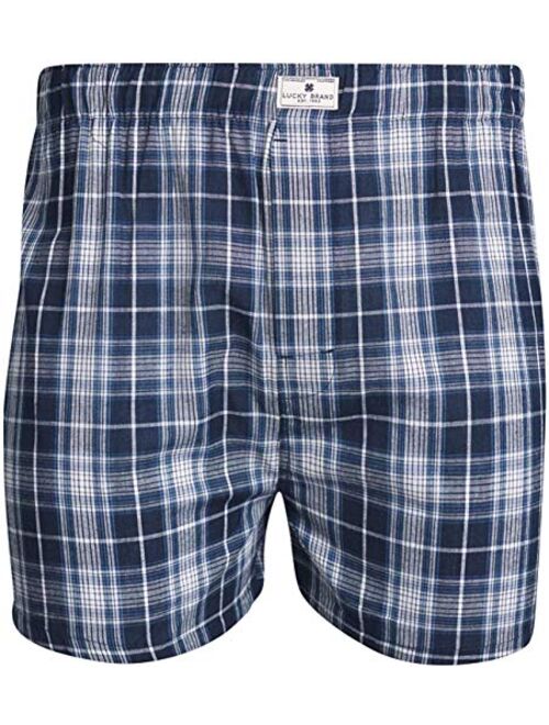 Lucky Brand Mens Woven Cotton Boxer with Functional Fly (6 Pack)