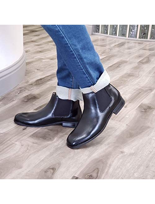 Men's 49113 Leather Lined Ankle High Classic Chelsea Dress Boots