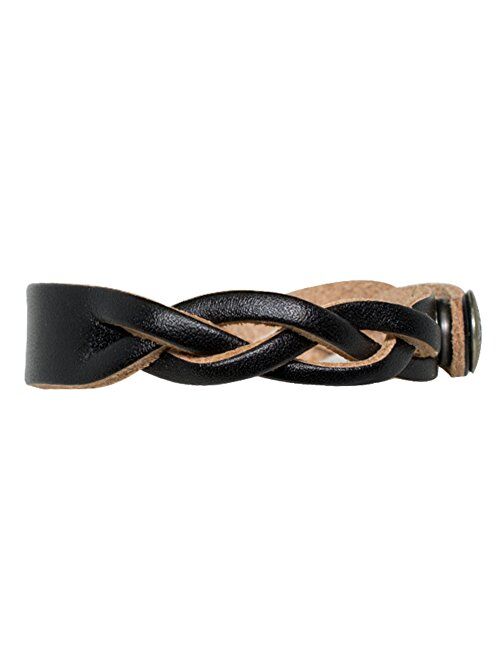 Personalized Genuine Leather Braided Bracelet - Black - Free Engraving