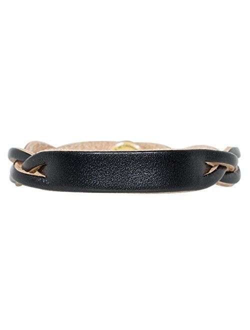 Personalized Genuine Leather Braided Bracelet - Black - Free Engraving