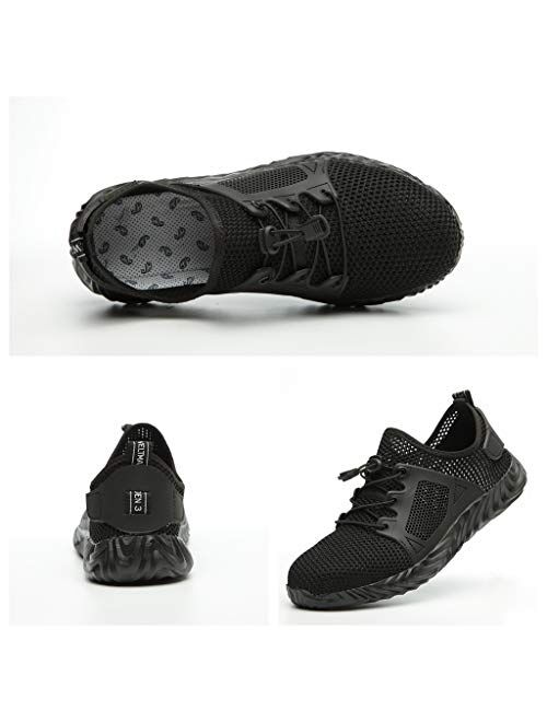 Winemuwang Steel Toe Shoes Mens Safety Work Industrial Construction Breathable Sneakers Lightweight Non Slip Outdoor Shoes