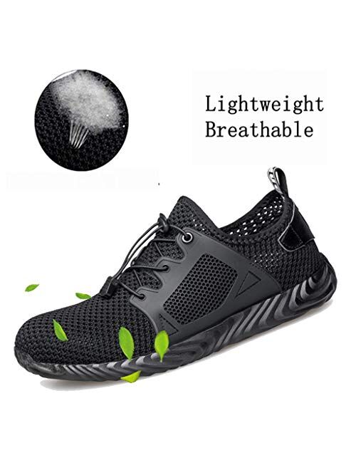 Winemuwang Steel Toe Shoes Mens Safety Work Industrial Construction Breathable Sneakers Lightweight Non Slip Outdoor Shoes