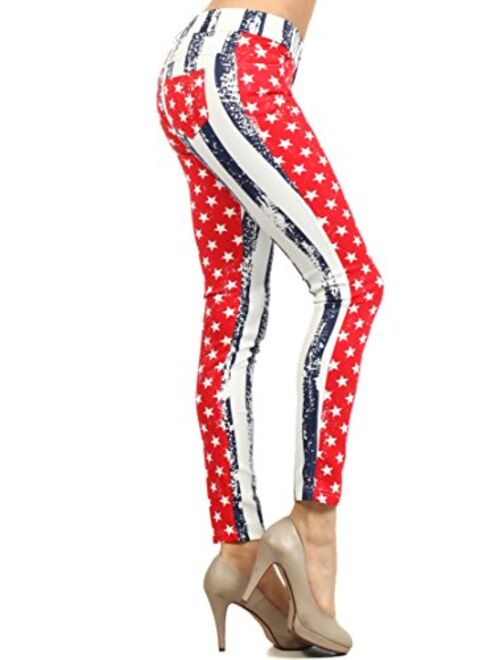 YELETE Fashion Mic Women's 5 Pocket Button and Fly Zip Pull On Jeggings