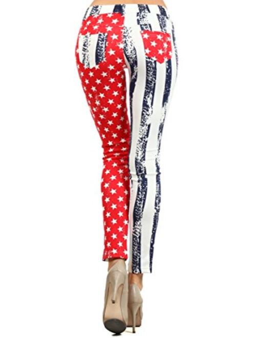 YELETE Fashion Mic Women's 5 Pocket Button and Fly Zip Pull On Jeggings