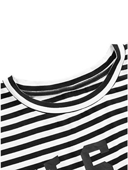SweatyRocks Women's Letter Print Crop Tops Summer Short Sleeve T-Shirt