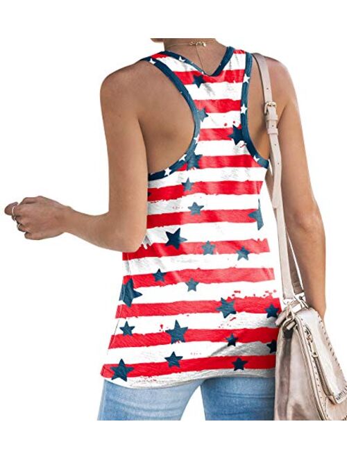For G and PL Women's July 4th American Flag Sleeveless Tank Top with Pocket