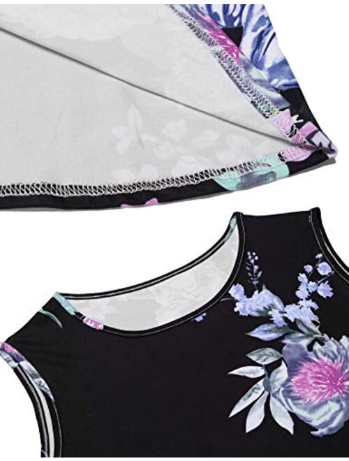 Tobrief Women Sleeveless Floral Print Swing Tunic Tank Tops