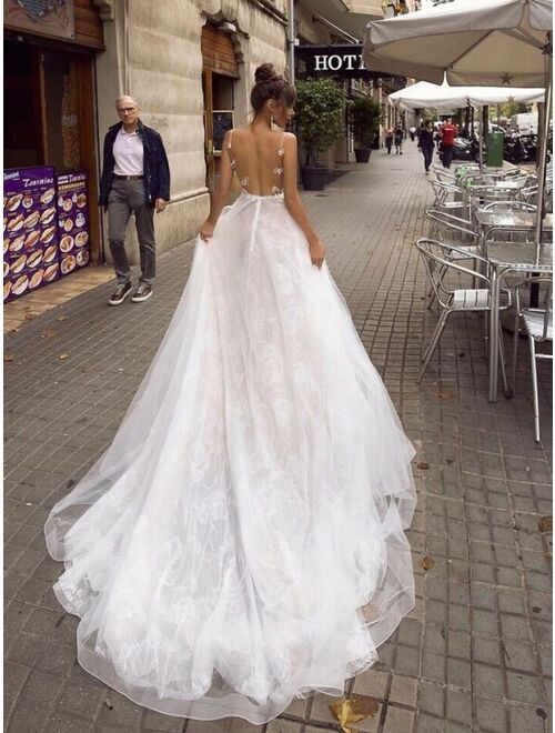 A-line Backless Wedding Gown Available Size 2-16/ Plus Size Available
