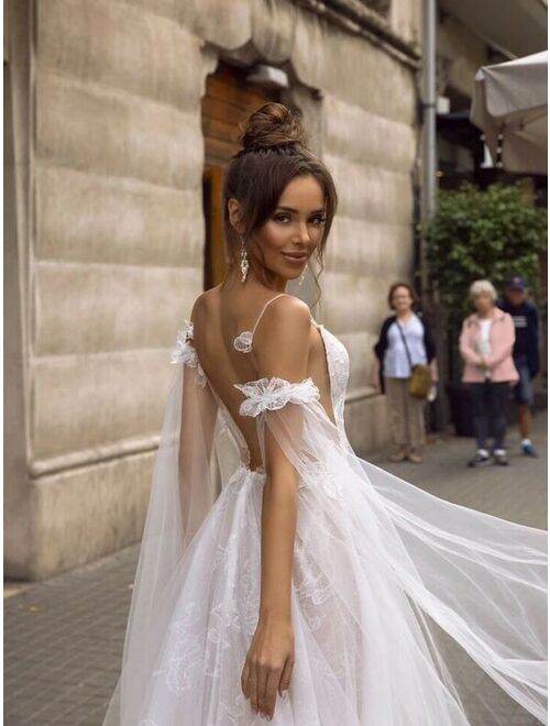 A-line Backless Wedding Gown Available Size 2-16/ Plus Size Available