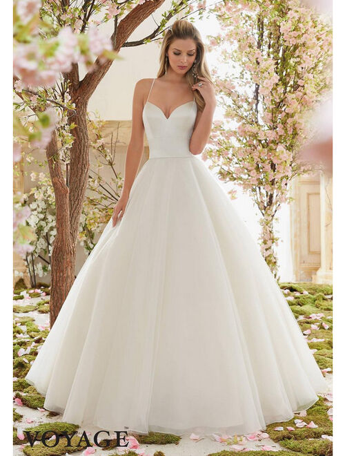 Wedding Dress Ball Gown by Mori Lee style 6831 Lt. gold Size 8 Sweetheart/tulle