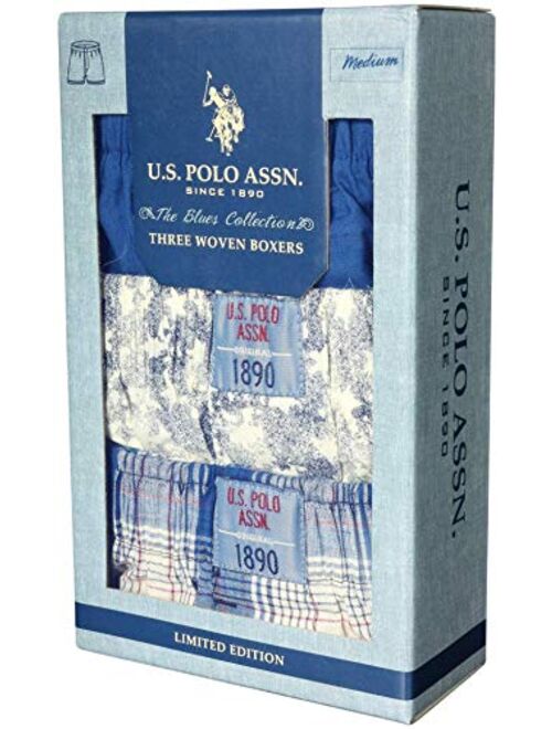 U.S. Polo Assn. Men's Woven Boxer Underwear with Functional Fly (3 Pack)