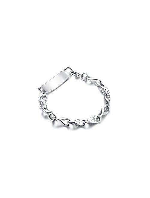VNOX Free Engraving-12MM Medical Alert ID Special Link Chain Double Lobster Clasp Stainless Steel Bracelet