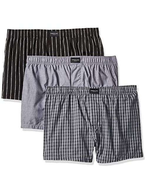 Kenneth Cole New York Men's Underwear 100% Cotton Woven Boxers, Multipack