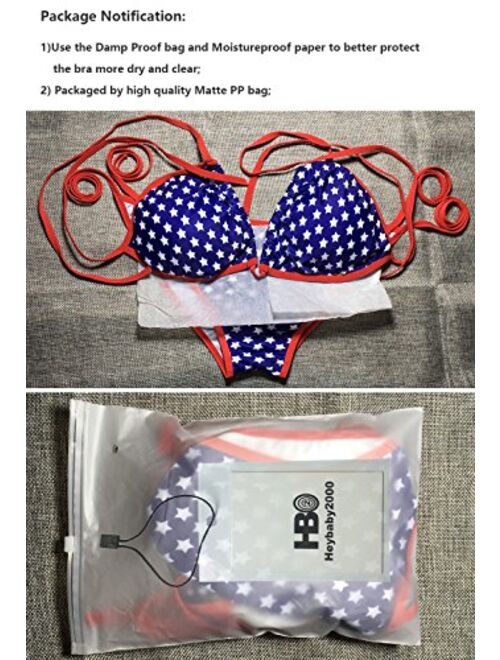 Heybaby Womens American Flag Bikini 4th of July Bathing Suit with Adjustable Ties