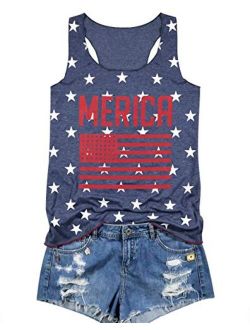 Chulianyouhuo Women 4th of July Tank Tops American Flag Print Sleeveless T-Shirts Tees Casual Vest Blouse