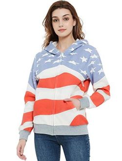 ANNA-KACI Women's Casual American Flag Patriotic USA Pullover Hoodie Sweater