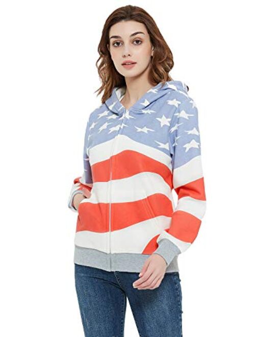Anna Kaci ANNA-KACI Women's Casual American Flag Patriotic USA Pullover Hoodie Sweater