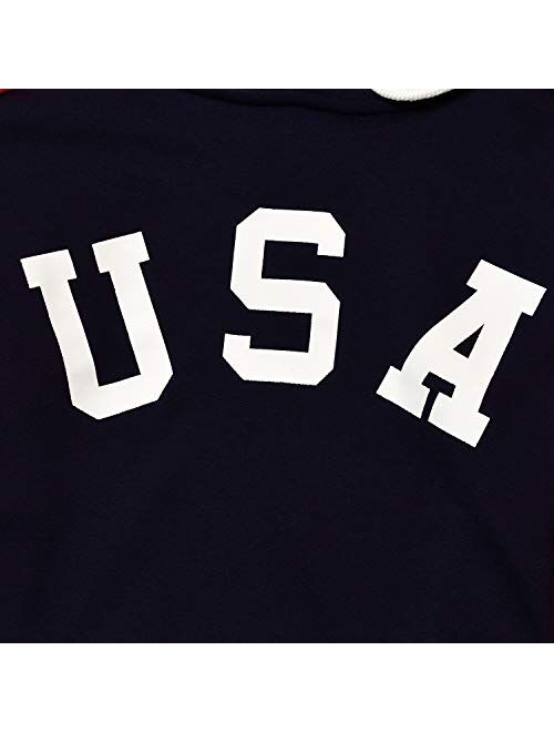 Perfashion Women's USA Flag Cropped Hoodie Tops 4th July Crop Sweatshirts