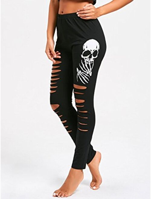 Roshop Halloween Pants, Women's Skull Print Leggings Stretch Full Length Tights Workout Pants