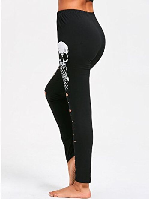 Roshop Halloween Pants, Women's Skull Print Leggings Stretch Full Length Tights Workout Pants