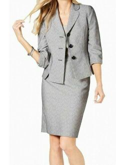 Women's GRAY Textured 2PC SKIRT SUIT SKIRTSUIT SZ 14 Lined NWT