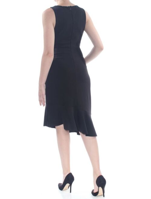 KENSIE $108 Womens New 1182 Black Ruffled Sleeveless Fit + Flare Dress 8 B+B