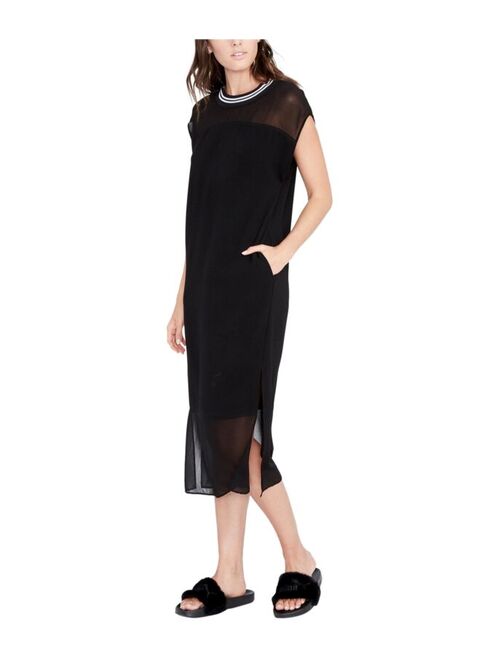 Rachel Roy Womens Ribbed Trim Midi Dress, black, Small