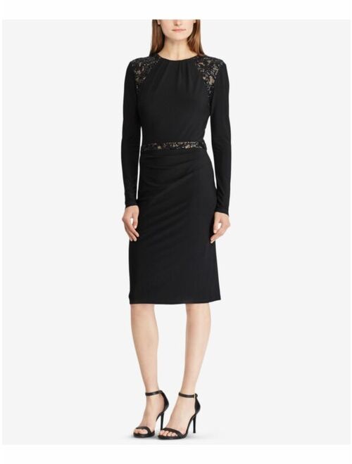 Polo Ralph Lauren RALPH LAUREN $165 Womens New 1119 Black Embellished Long Sleeve Dress 0 B+B