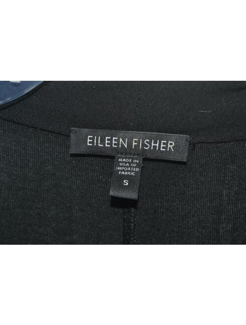 EILEEN FISHER Black Jersey Drape Dress V Neck Knee Length Cap Sleeve Small S