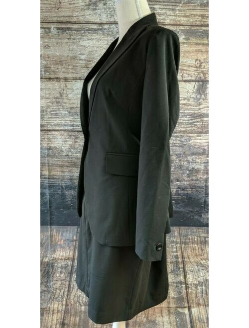 Worthington Womens Suit Size 12 Black Jacket Straight Skirt Fully Lined Career