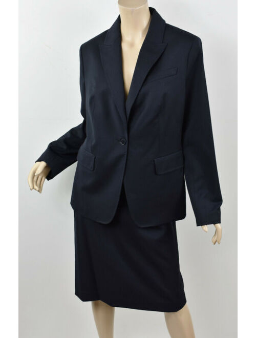 TALBOTS Navy Pinstripe Stretch Wool 1-Button Jacket & Pencil Skirt Suit Set L 12