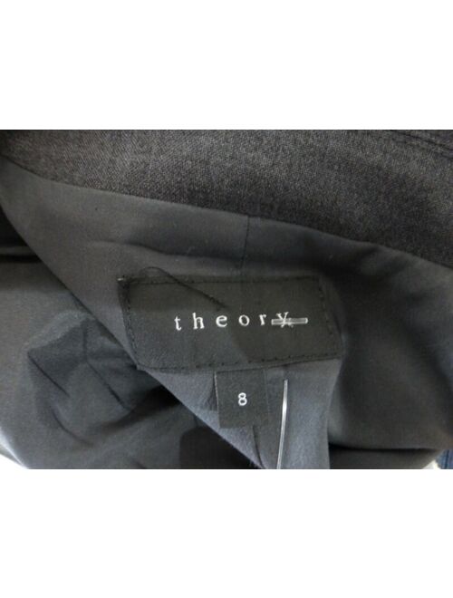 $595 Theory Gray Pantsuit Blazer Pants sz 8 Poly/Wool blend w/Stretch