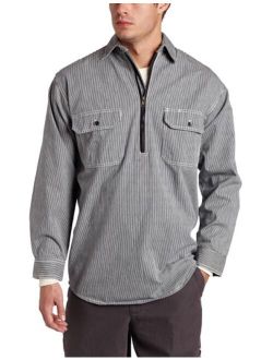 Key Industries Men's Hickory Stripe Long Sleeve Zip Front Logger Shirt