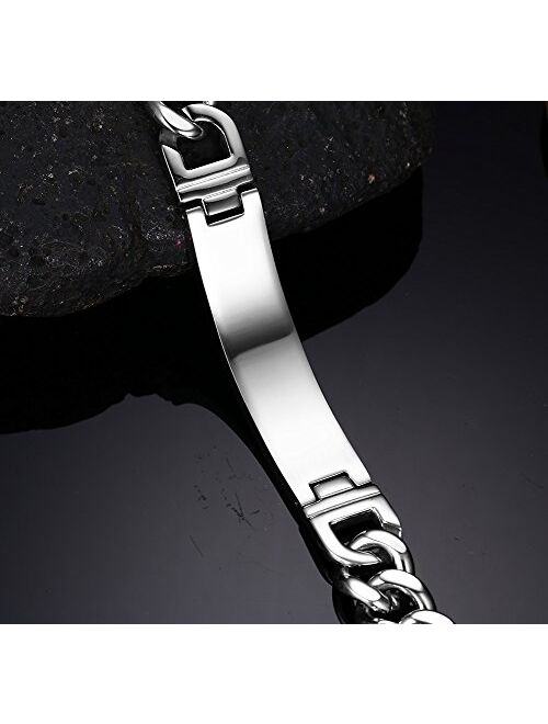 VNOX Customize 12MM/6.5MM Stainless Steel Link Chain Bracelet Set for Men Women,Gift for Best Friend Family