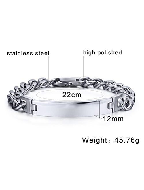 VNOX Customize 12MM/6.5MM Stainless Steel Link Chain Bracelet Set for Men Women,Gift for Best Friend Family