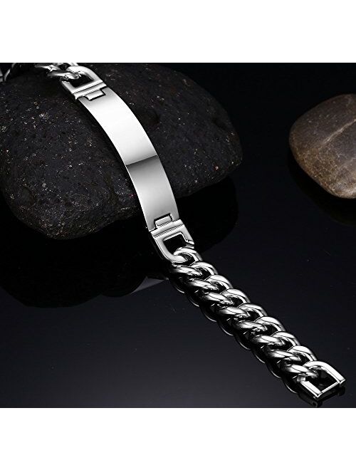 VNOX Customize 12MM/6.5MM Stainless Steel Link Chain Bracelet Set for Men Women,Gift for Best Friend Family